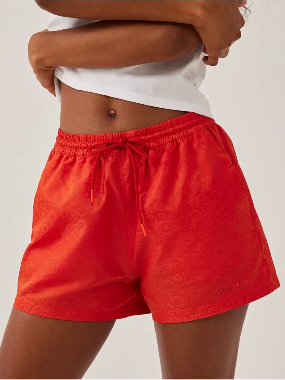 Outdoor Voices Red Drawstring Athletic Shorts